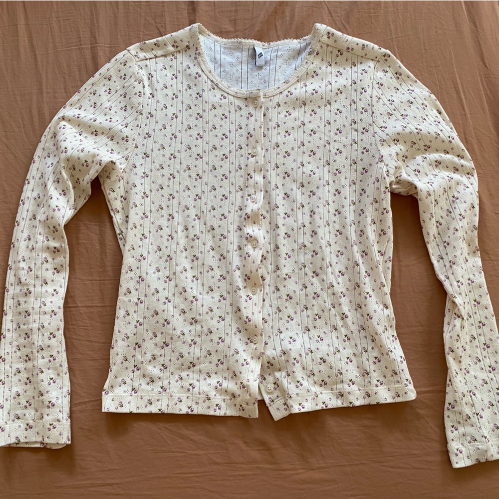 Cou Cou Floral Print Button Top